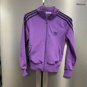 Vintage Adidas Purple Jacket with Black Stripes